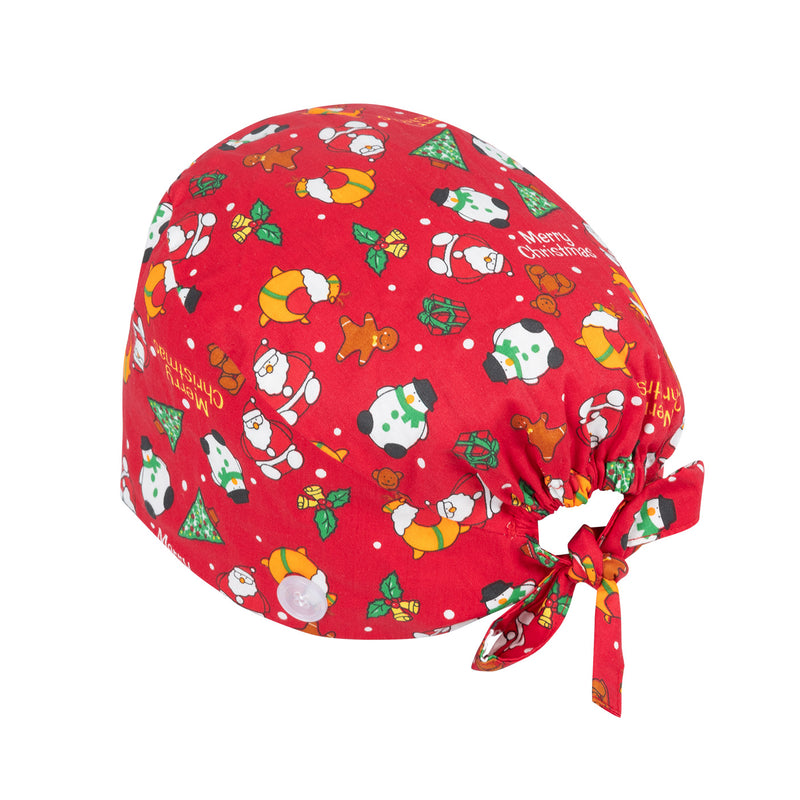 Calot de chirurgie spécial Noël – Rouge, vert ou beige – 100 % coton